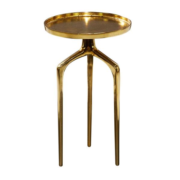 9th & Pike(R) Gold Aluminum Contemporary Accent Table - image 