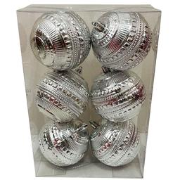 Shatterproof Silver Textured Ball Ornaments - Set of 6