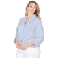 Plus Size Ruby Rd. Set Sail 3/4 Sleeve Knot Front Stripe Blouse - image 3