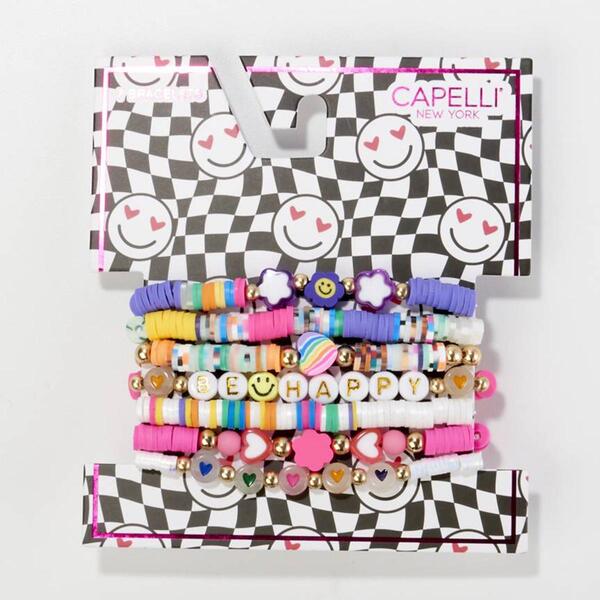 Girls Capelli&#40;R&#41; New York Rainbow & Heart Beaded Fimo Bracelet Set - image 