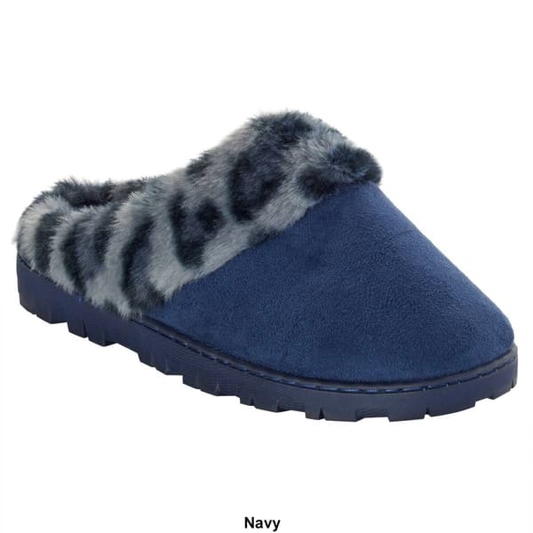 Womens Ella & Joy Leopard Faux Fur Slippers
