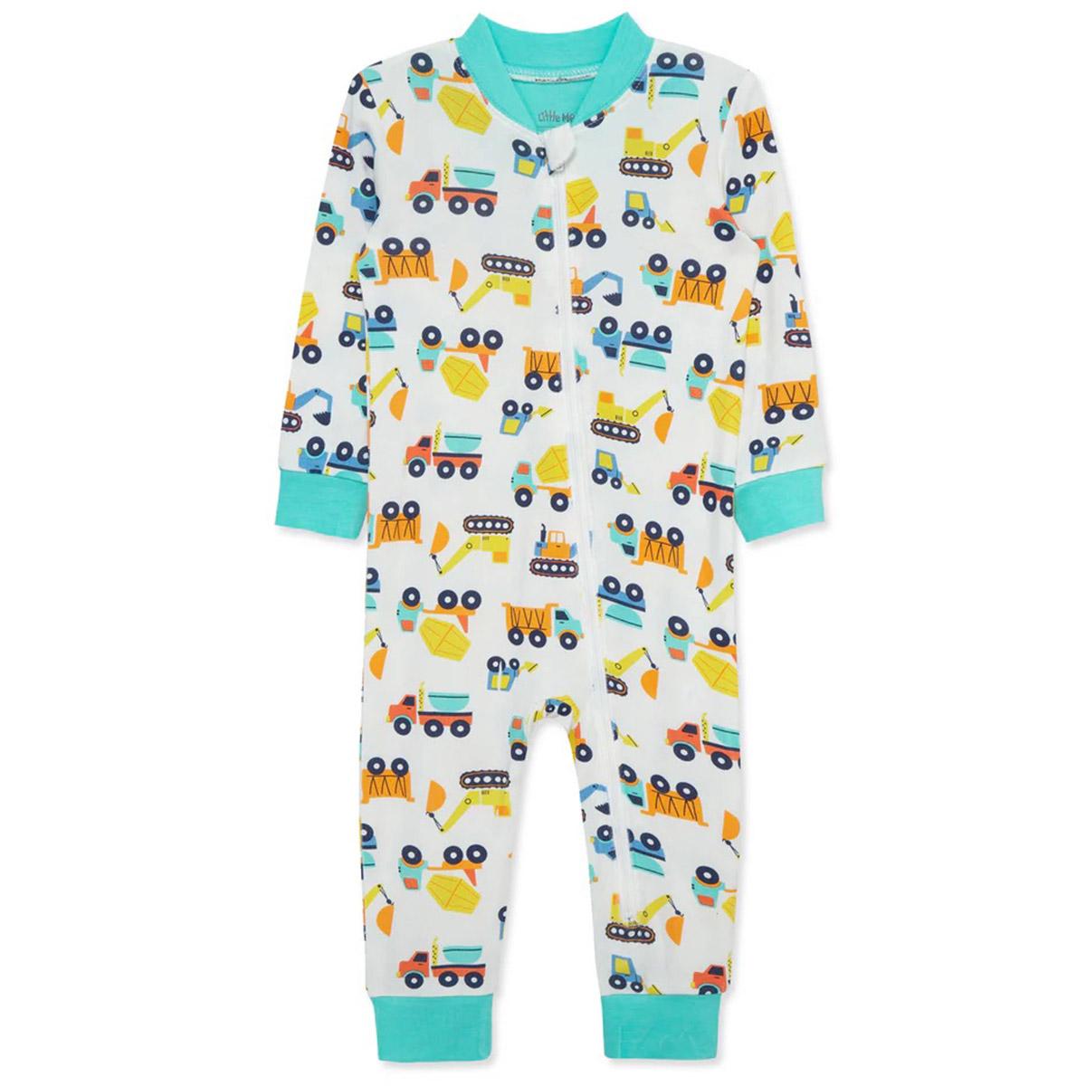 Baby Boy (12-24M) Little Me® Construction Zip Front Pajamas