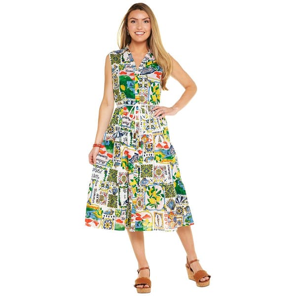 Womens Mlle Gabrielle Sleeveless Patchwork Coastal Shirtdress - image 
