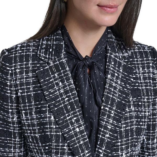 Womens Calvin Klein Long Sleeve Notch Lapel Plaid Blazer