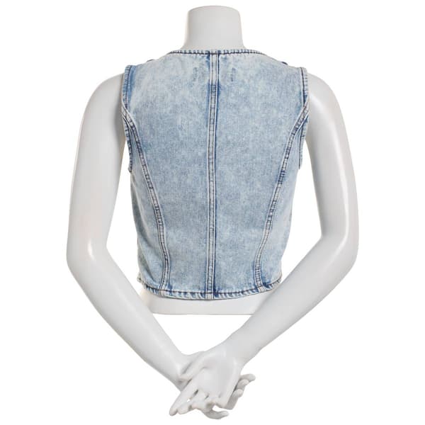 Juniors Stoosh Washed Denim Studded Vest