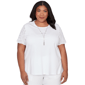Plus Size Alfred Dunner Classics Short Eyelet Sleeve Solid Blouse - image 1