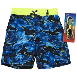 Boys &#40;8-20&#41; ZeroXposur Shark Swim Shorts & Goggles