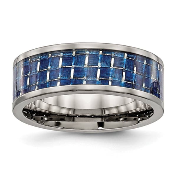 Mens Endless Affection&#40;tm&#41; Titanium Blue Carbon Fiber Inlay Band - image 