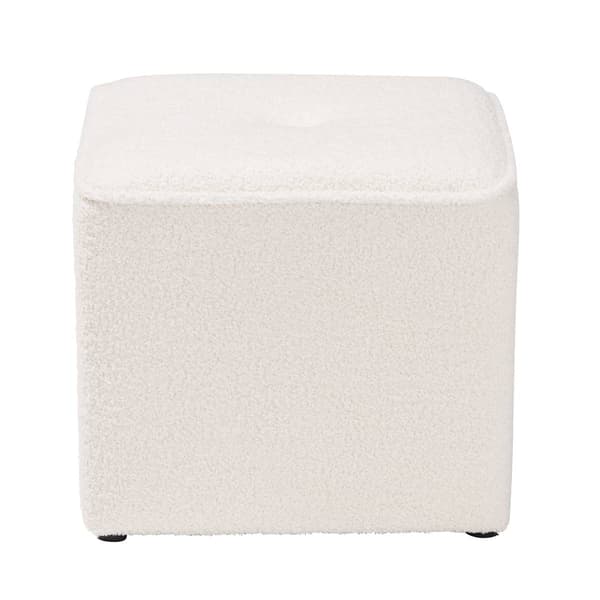 Baxton Studio Isaiah Modern Ivory Boucle Upholstered Ottoman