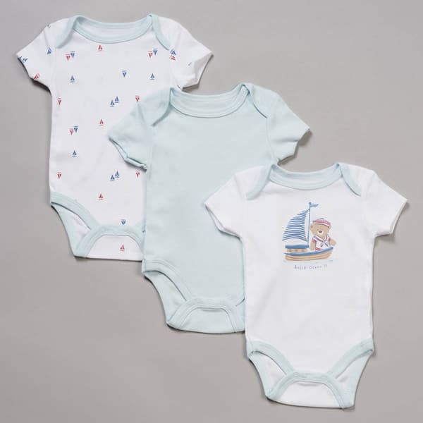 Baby Boy (NB-9M) Le Top(R) 3pk. Short Sleeve Sailor Bear Bodysuits - image 
