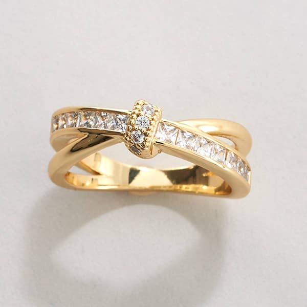 Ashley Cooper&#40;tm&#41; Gold-Tone X Cross Ring w/ CZ Stones - image 