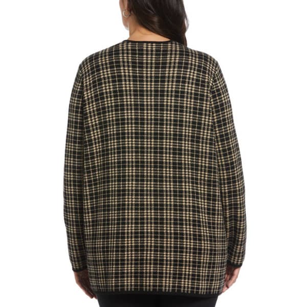 Plus Size Rafaella&#174; Long Sleeve Plaid Flyaway Cardigan