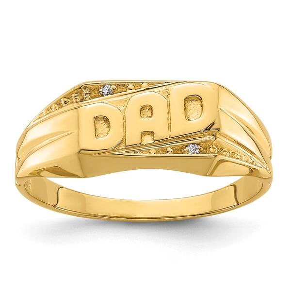 Mens Gentlemens Classics&#40;tm&#41; 14kt. Gold Diamond Slanted DAD Ring - image 