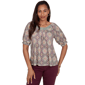 Womens Ruby Rd. Sedona Escape Desert Geo Lace Trim Blouse - image 1