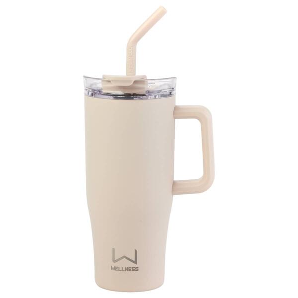 30oz. Double Wall Stainless Steel Tumbler w/ Handle - Cream - image 