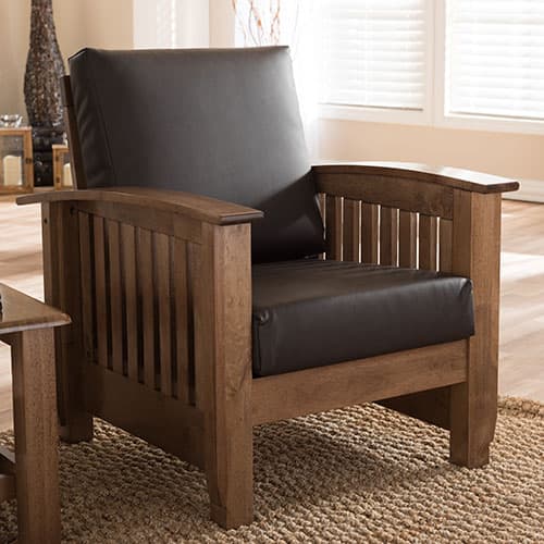 Baxton Studio Charlotte Mission Style Lounge Chair - image 