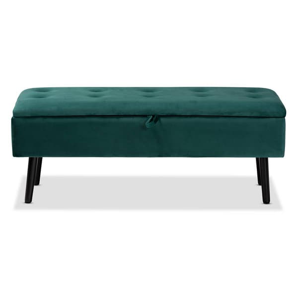 Baxton Studio Caine Velvet Fabric Wood Storage Bench