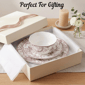 222 Fifth Adelaide Brown on White Porcelain 12pc. Dinnerware Set - image 5