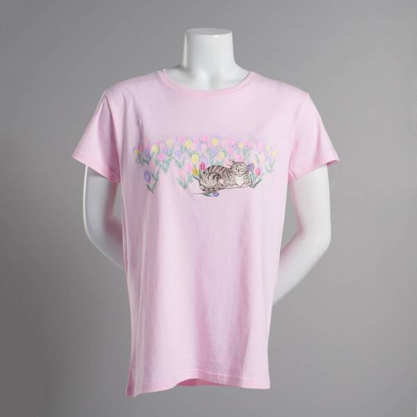Plus Size Top Stitch by Morning Sun Tulip Kitty Tee - image 