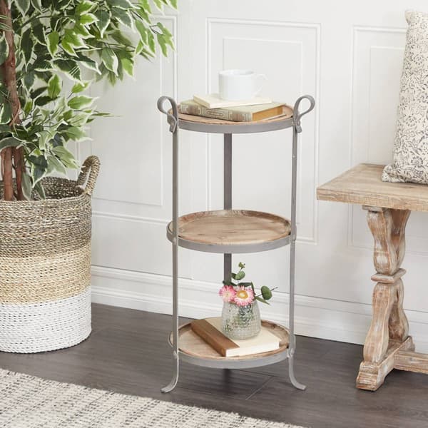 9th & Pike® Grey Metal Industrial Accent Table