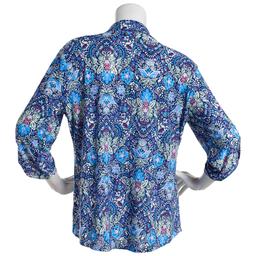 Plus Size Emily Daniels 3/4 Sleeve Floral Disco Dot Button Down