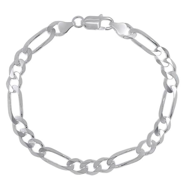 Sterling Silver Figaro Chain Bracelet - image 