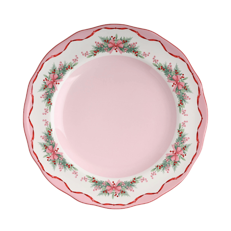 222 Fifth Pinkmas 12pc. Porcelain Christmas Dinnerware Set