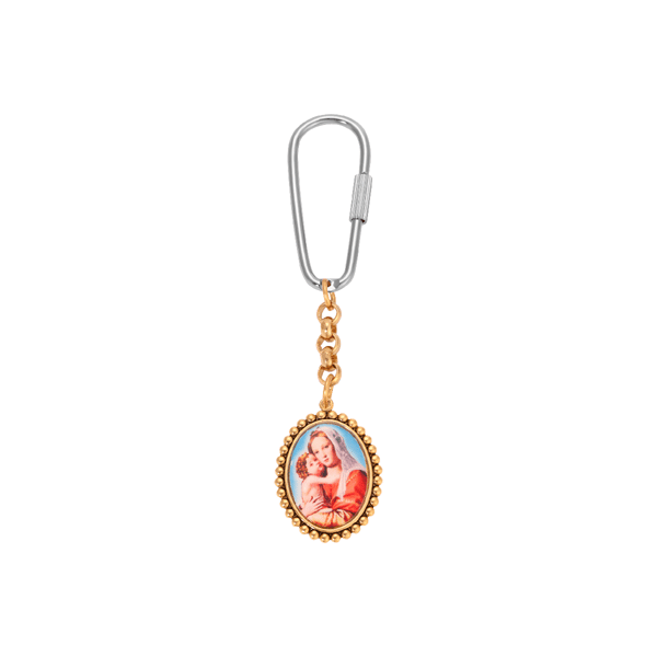Symbols of Faith Gold-Tone Oval Spiritual Decal Key Chain - image 