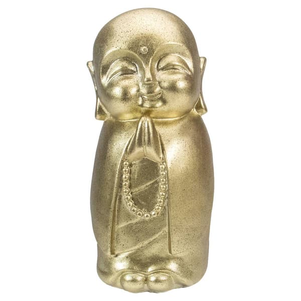 Northlight Seasonal 11.5in. Golden Buddhist Monk Garden Statue