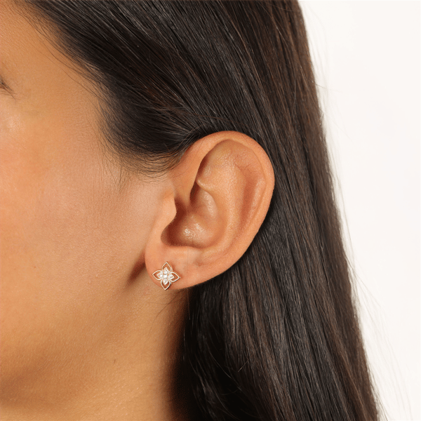 Brilliant Grown Gold-Plated Lab-Grown Diamond Floral Earrings