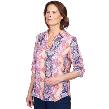 Petite Alfred Dunner Moody Blues Woven Paisley Medallion Top - Boscov's