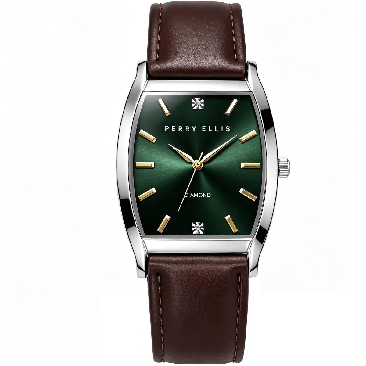 Mens Perry Ellis Diamond Dial Ultra-Thin Strap Watch-PE0017SL.UK