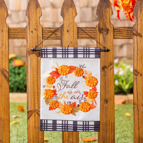 Evergreen Fall is in the Air Wreath Garden Linen Flag