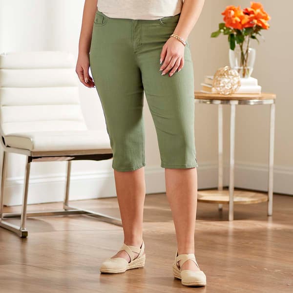 Womens Gloria Vanderbilt Amanda Solid Split Hem Capris - image 