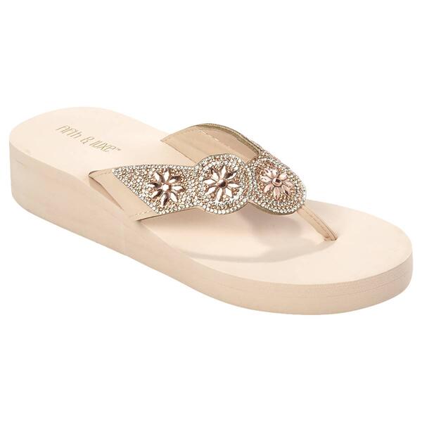 Womens Fifth & Luxe Rhinestone Circle Wedge Sandals - image 