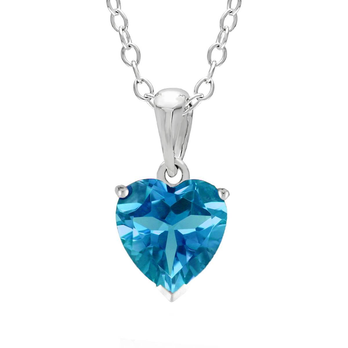 Sterling Silver Blue Topaz Heart Pendant