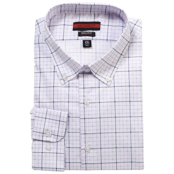 Mens Architect&#40;R&#41; Regular Fit Stretch Dress Shirt - Purple Plaid - image 