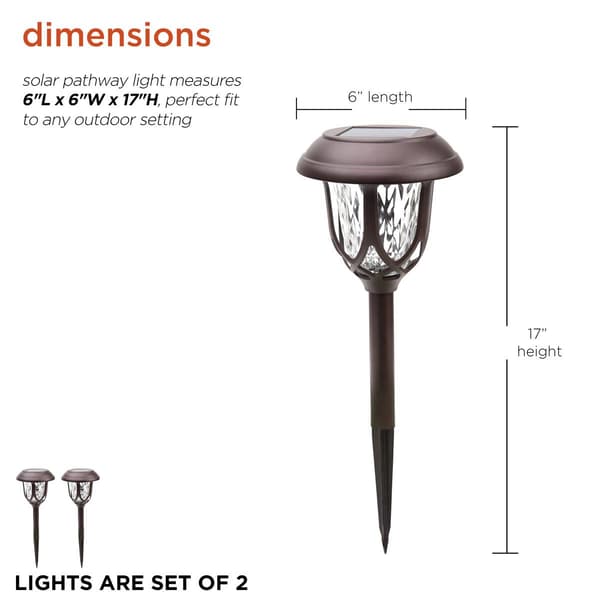 Alpine Solar Brown Pathway LED Lights - Set of 2