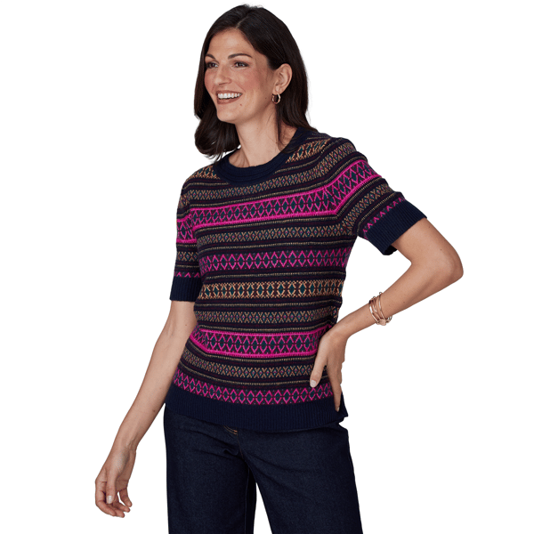 Petite Ruby Rd. English Countryside Mixed Fair Isle Sweater