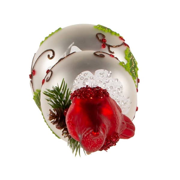 Kurt Adler 12in. Glass Holly & Cardinal Tree Topper