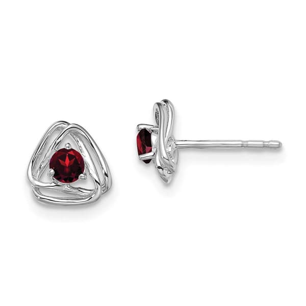 14k White Gold Garnet Stud Earrings - image 