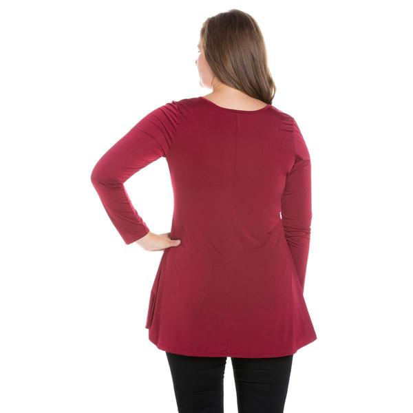 Plus Size 24/7 Comfort Apparel Flared Henley Tunic Top