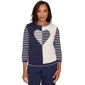 Petites Alfred Dunner Saratoga Springs Heart Motif Detail Stripe - image 1