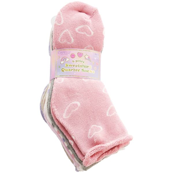 Girls Capelli(R) New York 6pk. Hearts & Stars Quarter Socks - image 
