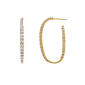 Gold Over Silver Crystal Oval Post Hoop Earrings - image 1