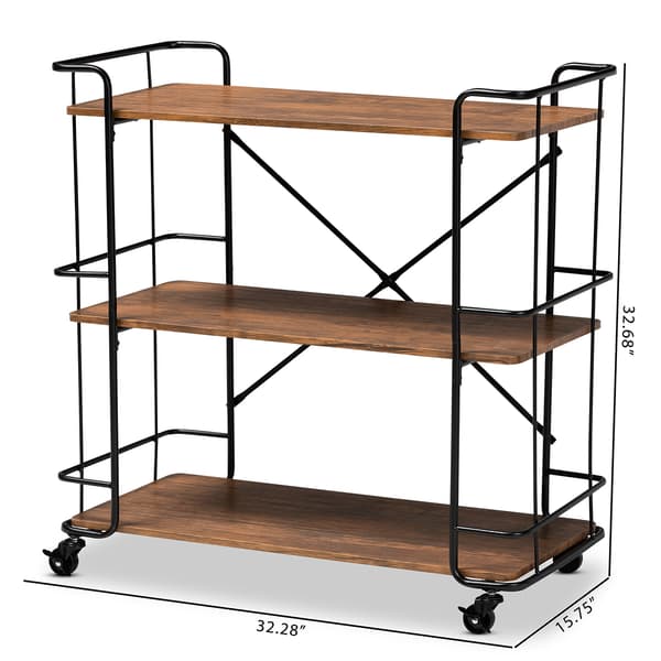 Baxton Studio Neal Rustic Industrial Style Bar & Kitchen Cart