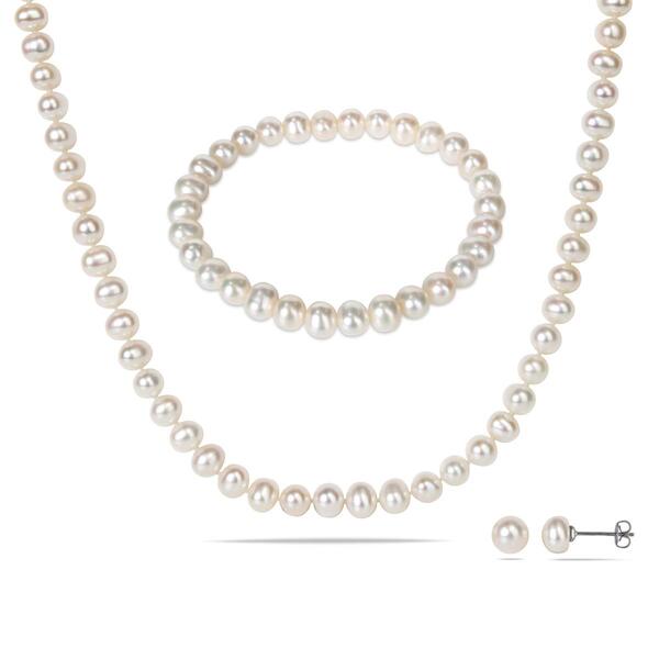 Gemstone Classics&#40;tm&#41; Pearl Bracelet Necklace & Earrings Set - image 