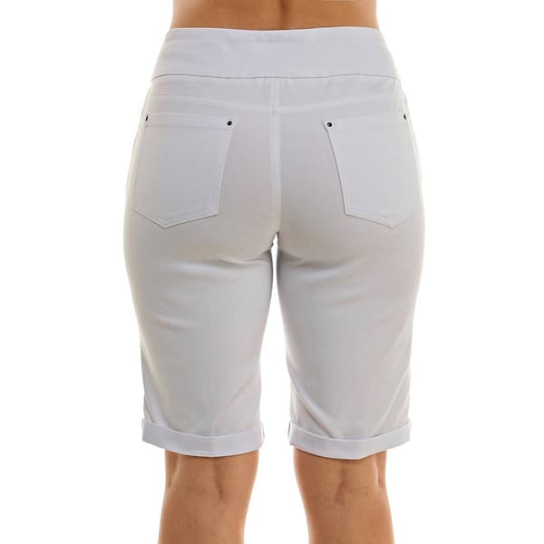 Womens Zac & Rachel Pull On Solid Cuffed Hem Bermuda Shorts