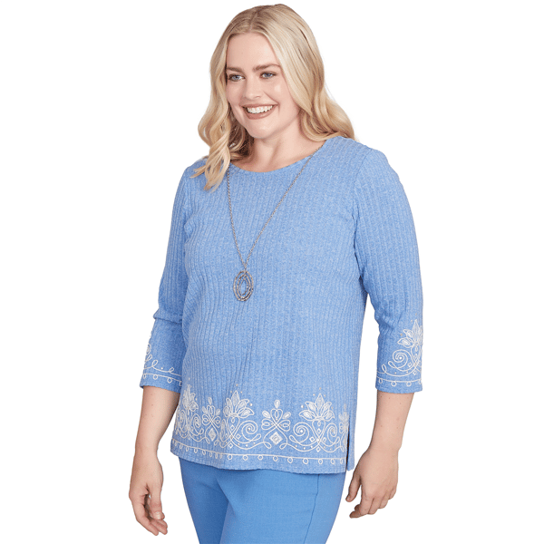 Petite Alfred Dunner Business As Usual Scroll Border Blouse