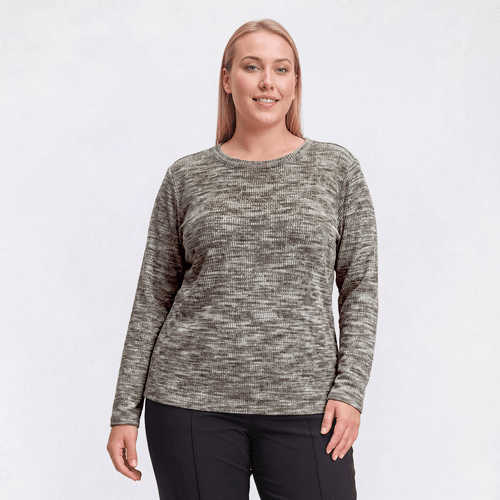 Plus Size Hasting & Smith Long Sleeve Space Dye Hacci Sweater - image 
